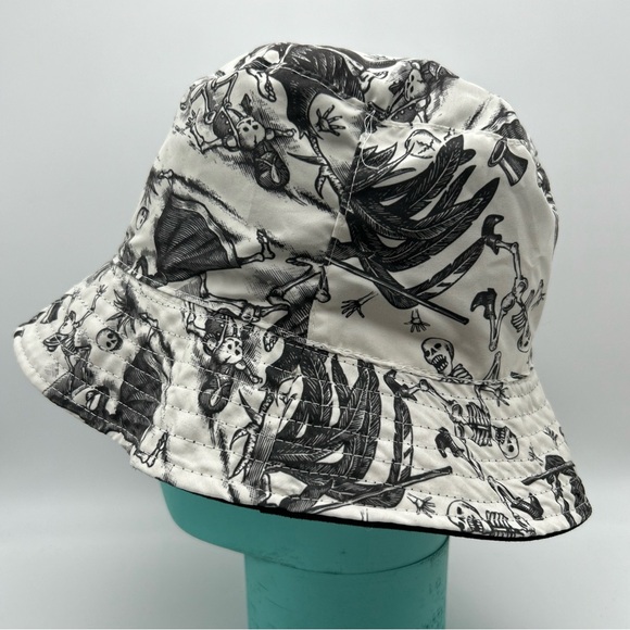 Espolon Tequila Reversible Black Bucket Hat Skeletons Graphic All Over Print - Picture 10 of 15